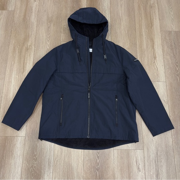 Calvin Klein Men's Sherpa Lined Hooded Jacket CM104268 Size XL Navy - Picture 1 of 10